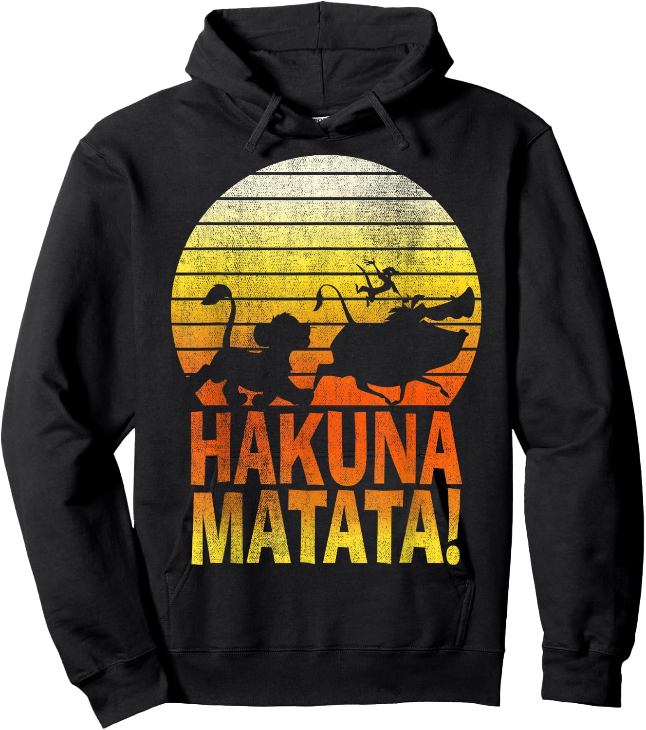 Disney The Lion King Hakuna Matata Distressed Group Shadows Hoodie - Hoodie | Black