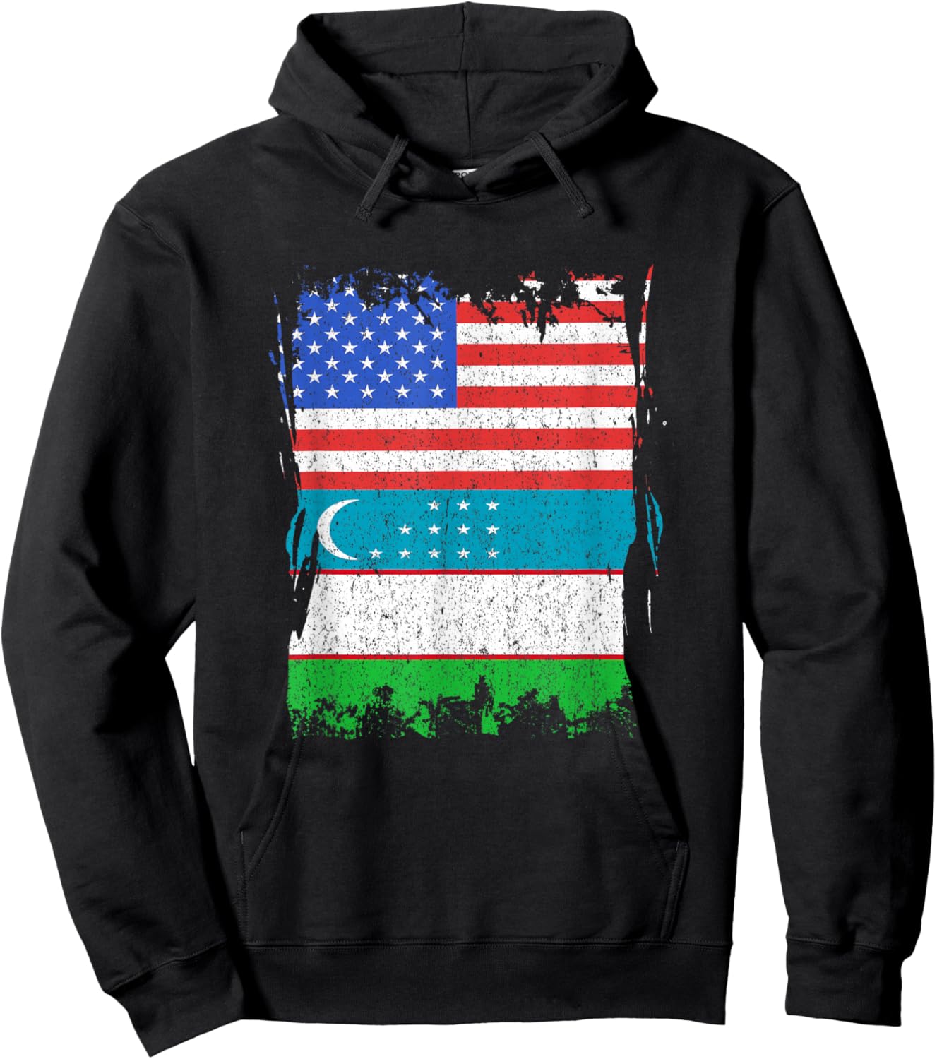 Uzbekistan Flag USA Uzbek Pride Uzbek Roots Uzbek Flag Hoodie - Hoodie | Black