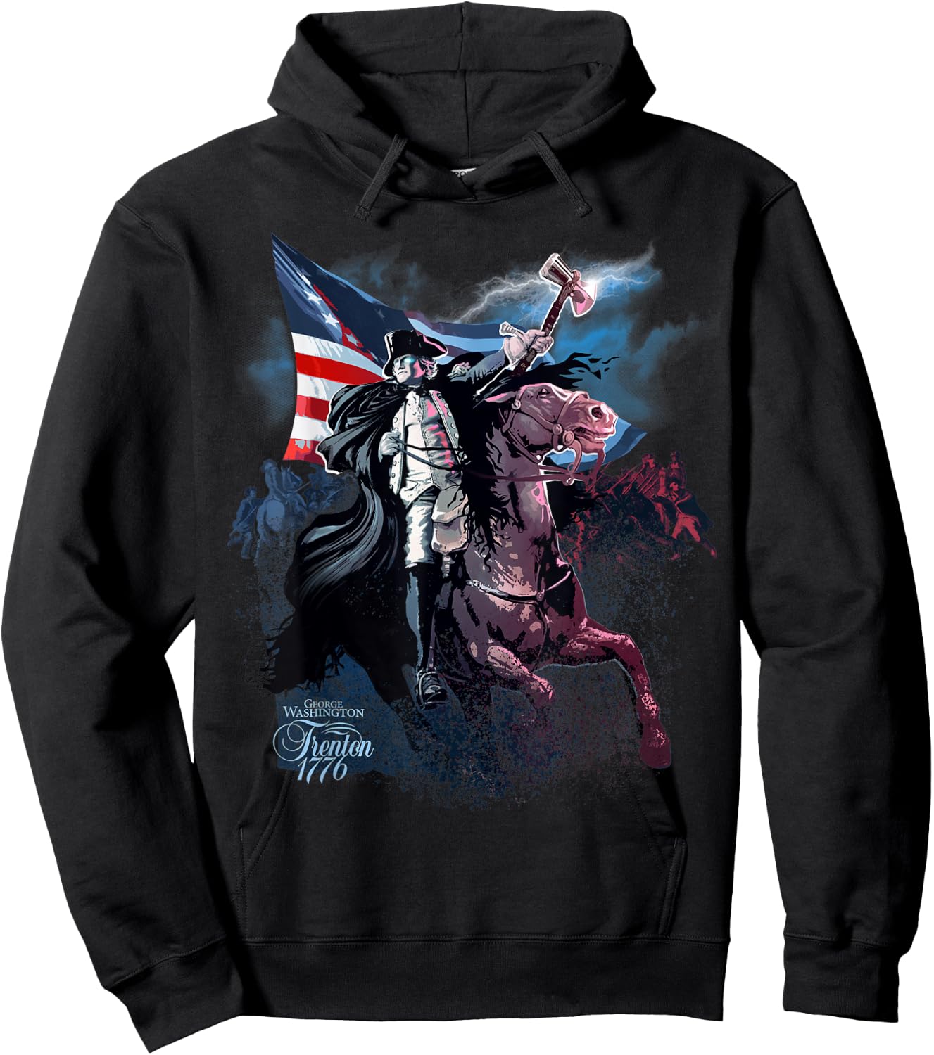 History Shirt showing George Washington at Trenton 1776 Hoodie - Hoodie | Black