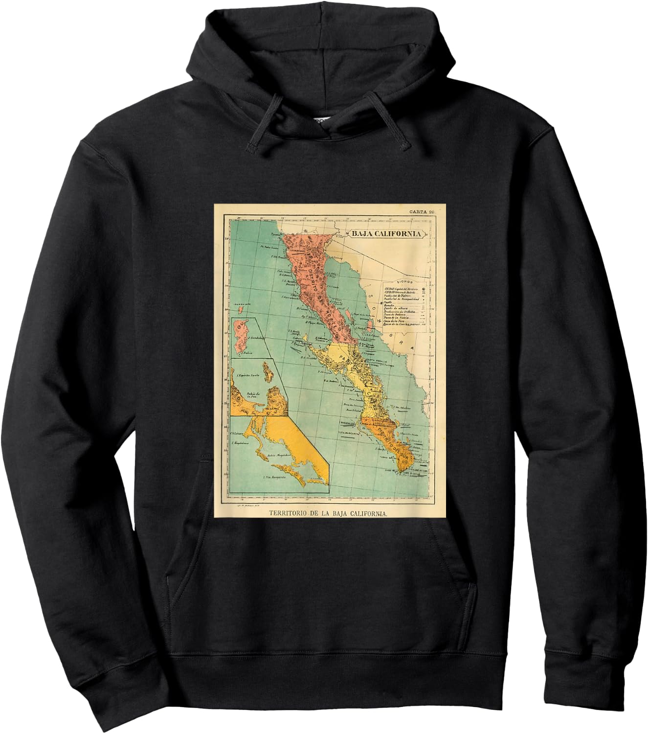 Baja California Map T Shirt Hoodie - Hoodie | Black