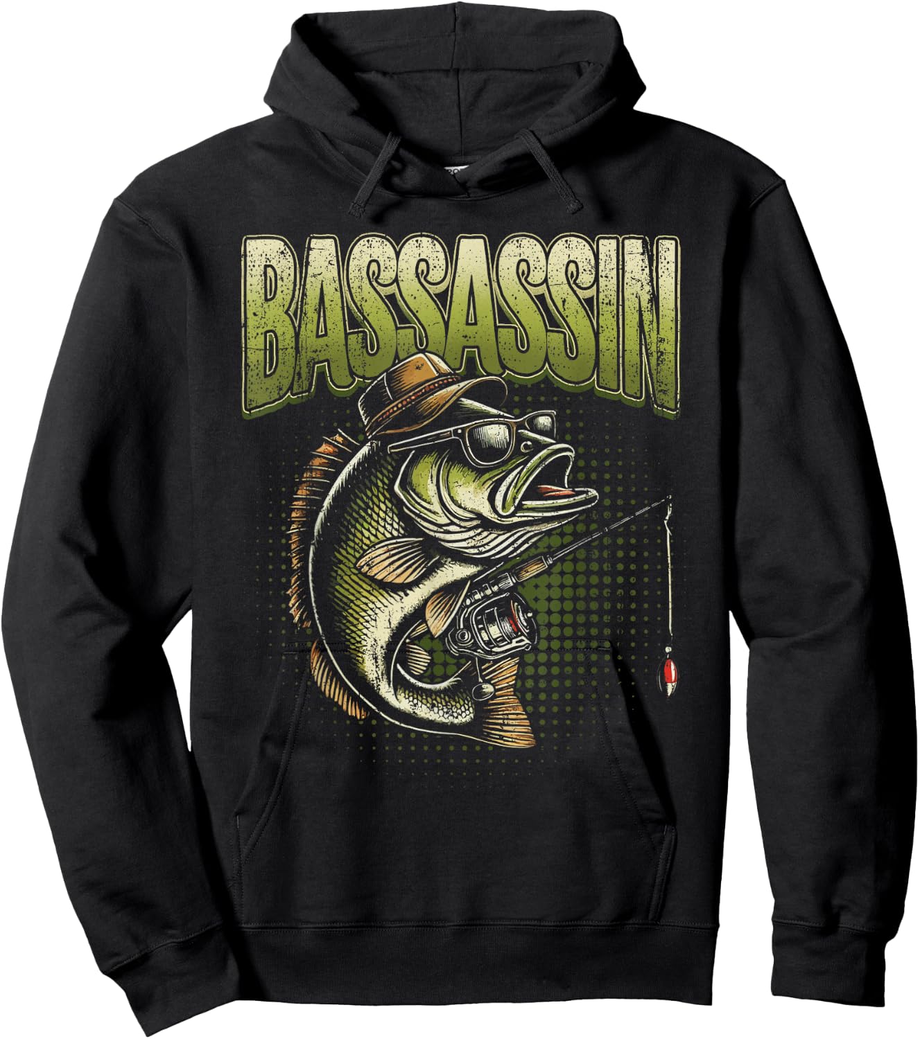 Funny Bass Fisherman Fishing meme Hoodie - Hoodie | Black