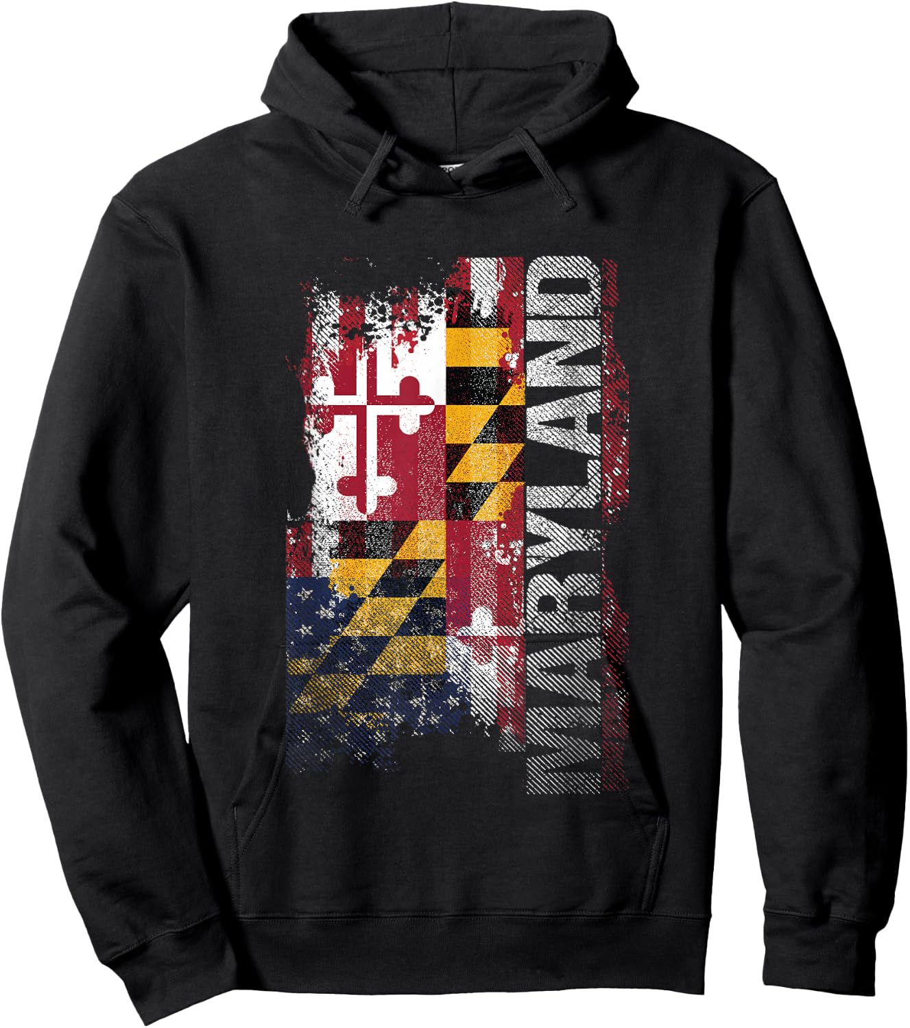 Maryland State USA Flag Souvenir Gift Hoodie - Hoodie | Black