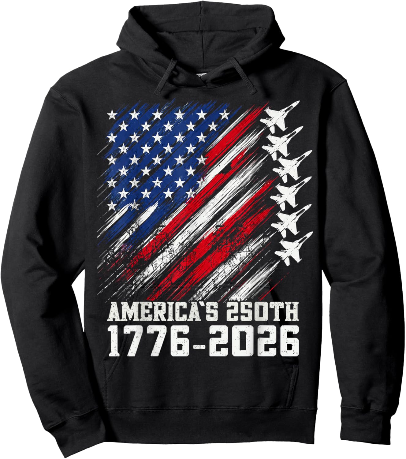250 Year American Anniversary Fighter Jets 4th of July Boys Hoodie - Hoodie | Black
