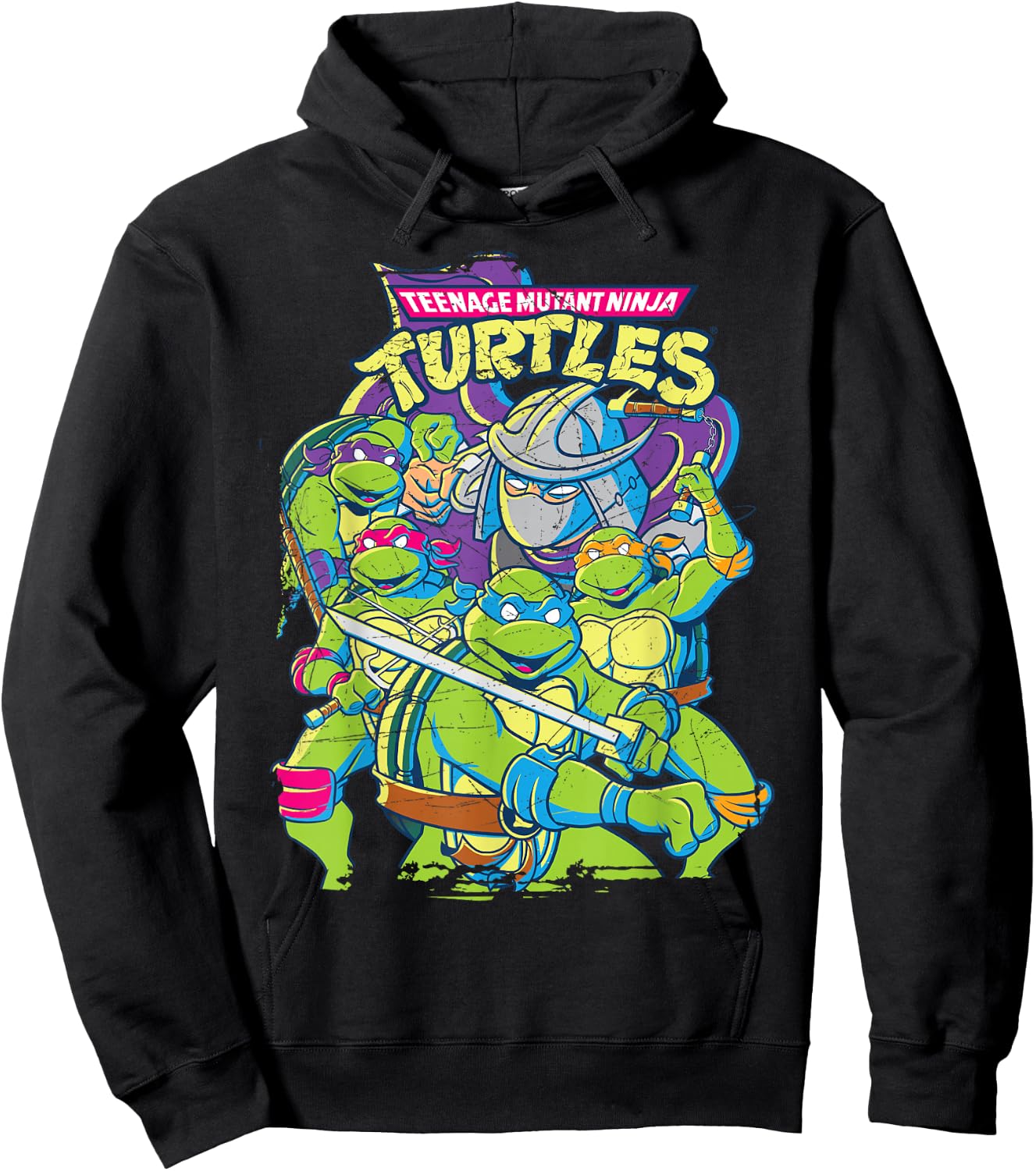 Teenage Mutant Ninja Turtles Fight with Shredder Hoodie - Hoodie | Black