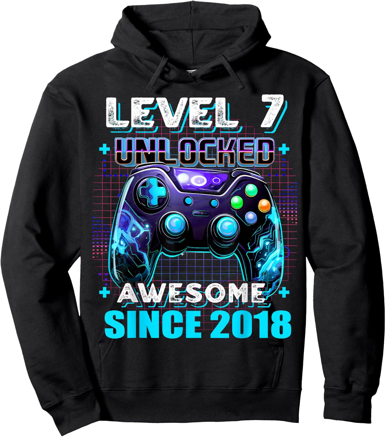 7th Birthday Boy Level 7 Gamer 7 Year Video Game Party Hoodie - Hoodie | Black