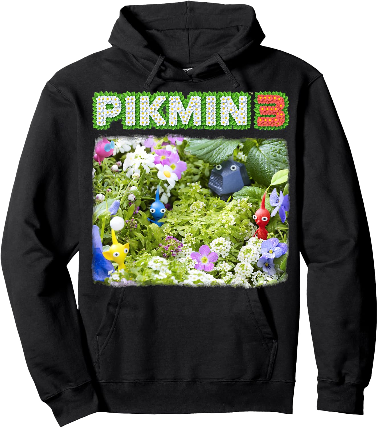 Nintendo Pikmin 3 Floral Logo Poster Hoodie - Hoodie | Black