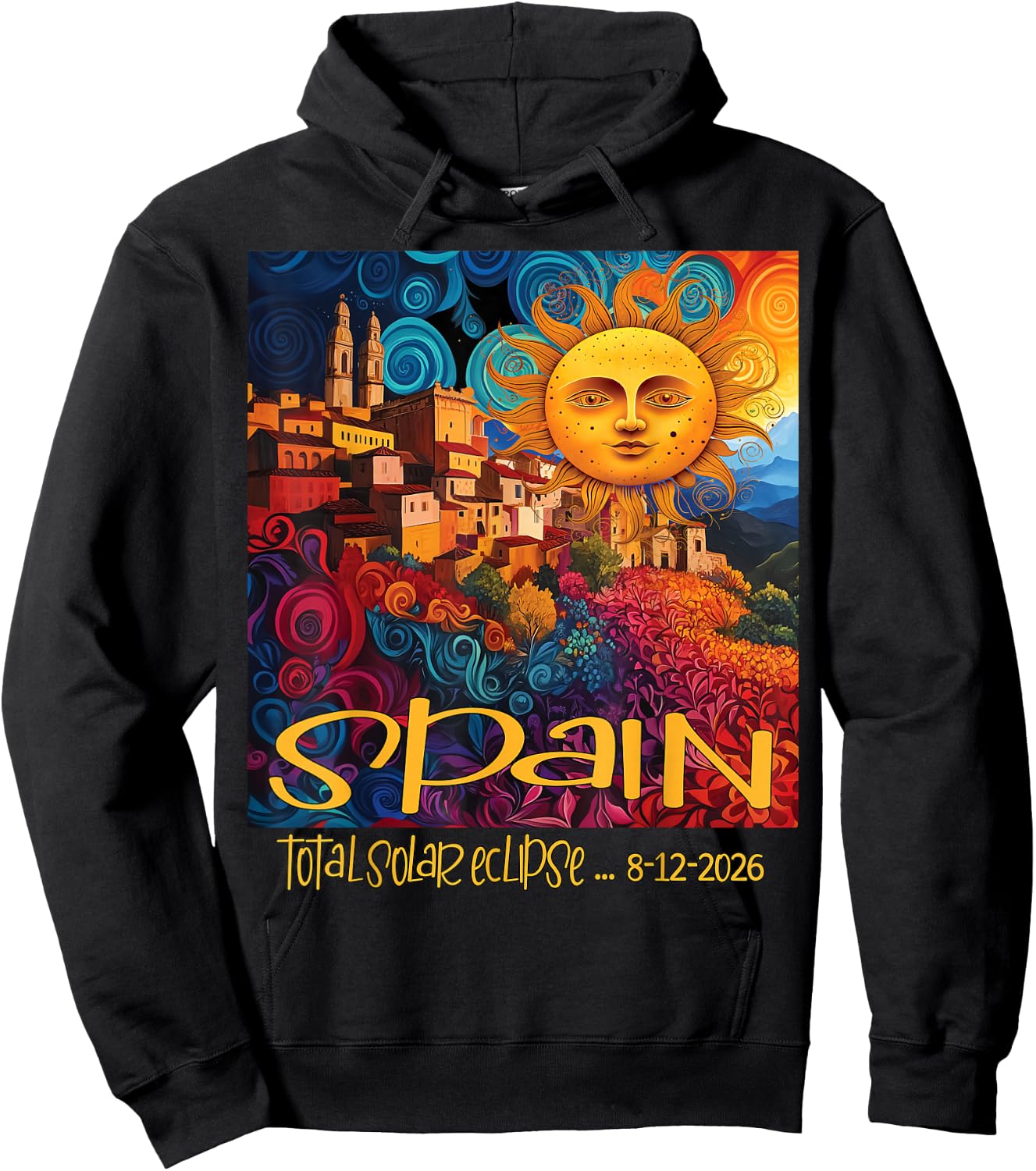 2026 Total Solar Eclipse Spain Cosmic Memorabilia Hoodie - Hoodie | Black