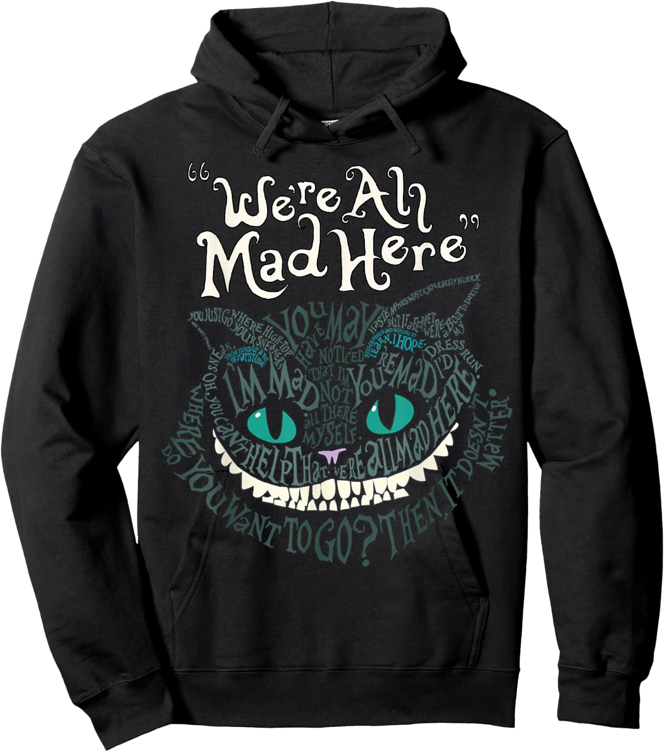 Cheshire Alice Cat We're All Mad Here Wonderland Hoodie - Hoodie | Black