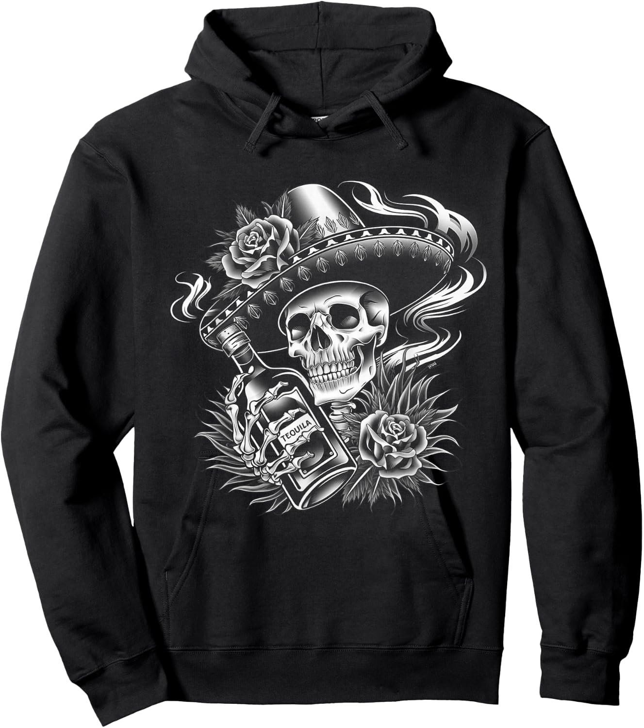 Mexico Vintage Skeleton Tequila Dia De Los Muertos Mexican Hoodie - Hoodie | Black