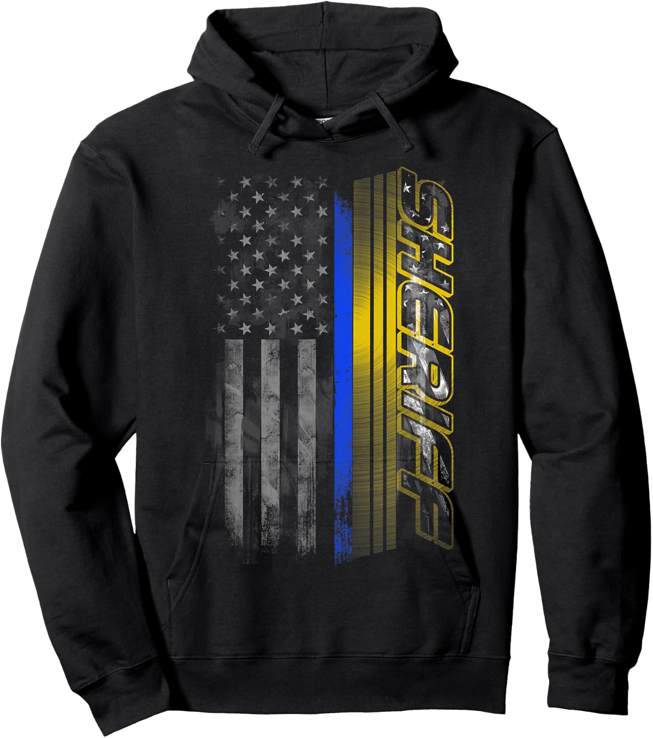 Thin Blue Line Sheriff Flag Hoodie - Hoodie | Black
