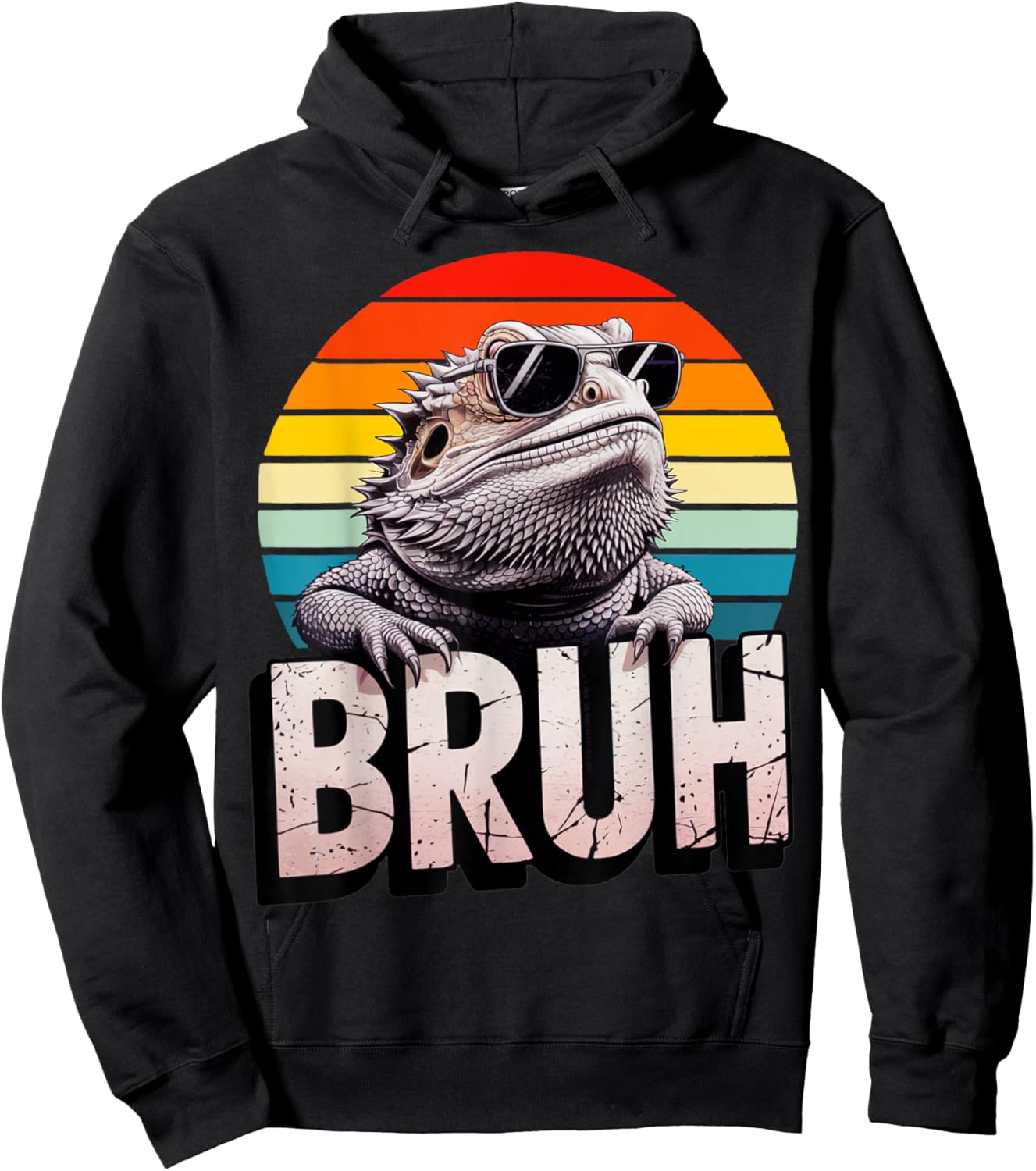 Gaming Bearded Dragon Bruh Retro Lizard Gamer Kids Boys Girl Hoodie - Hoodie | Black