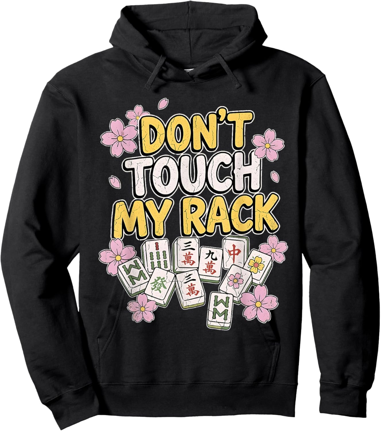 Don't Touch My Rack Mahjong Retro Floral Mahjong Player Hoodie - Hoodie | Black