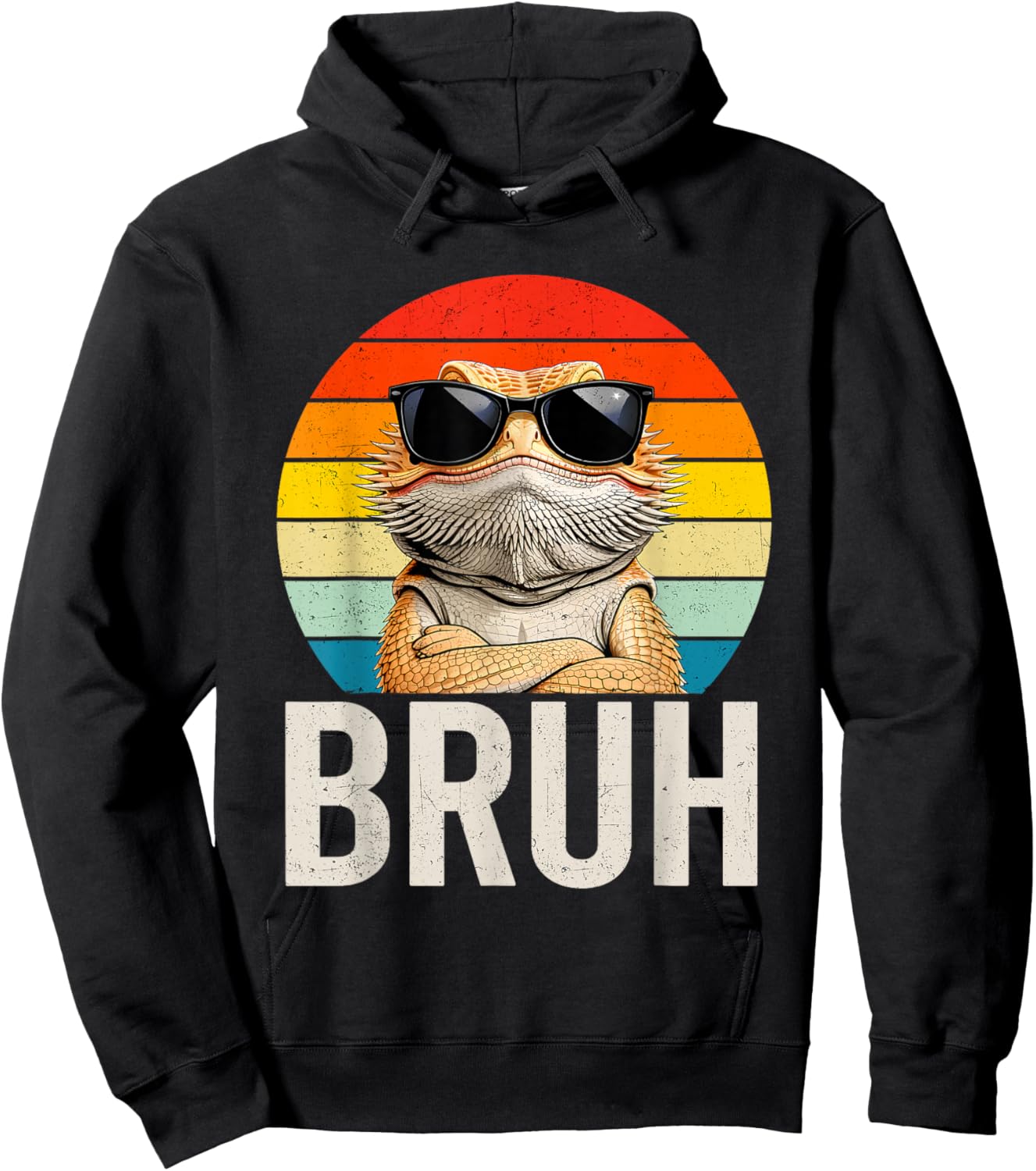 Retro Bruh Bearded Dragon Cool for Lizard Lover Boys Hoodie - Hoodie | Black