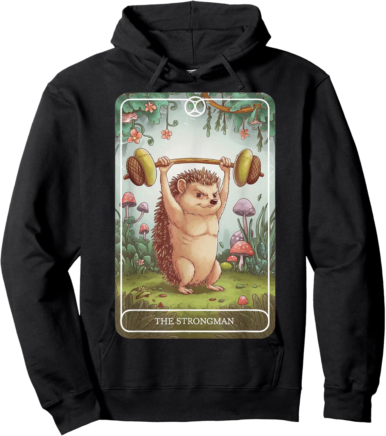 Tarot Card Hedgehog Strongman Lifting Workout Gym Fitness Hoodie - Hoodie | Black