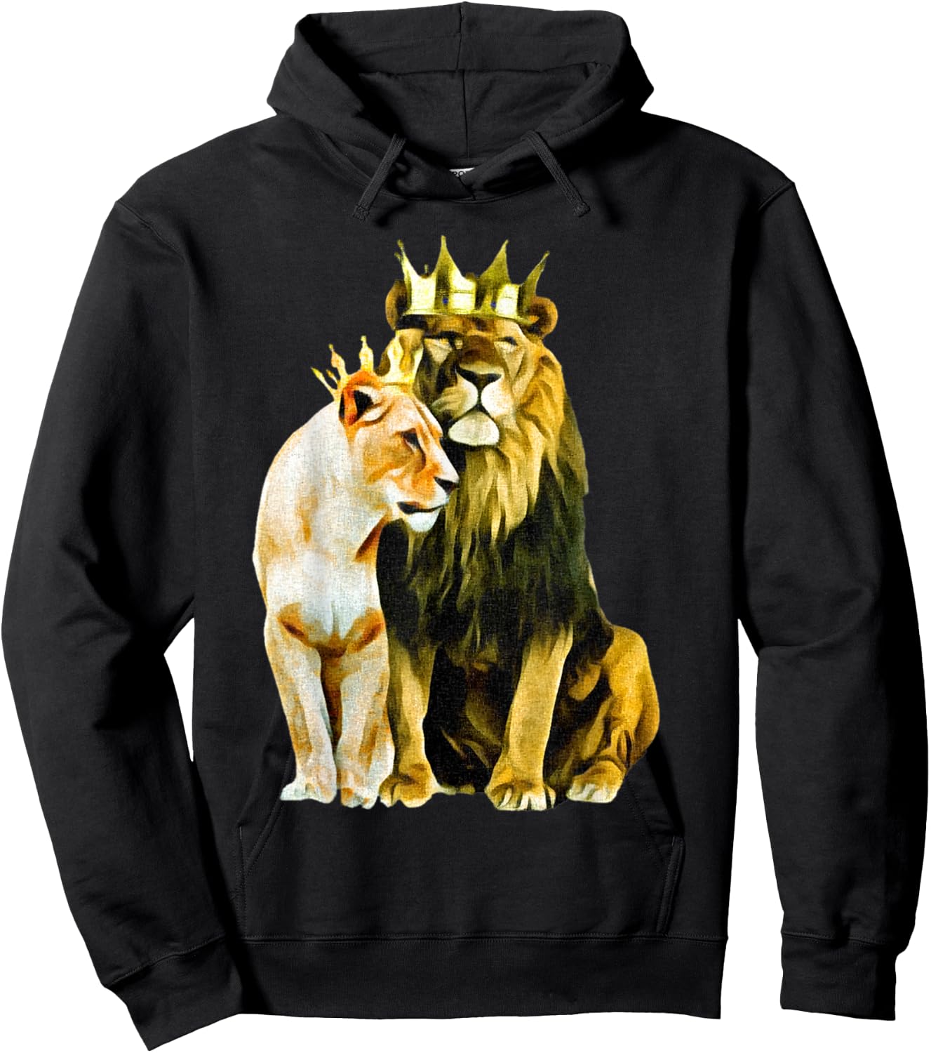 King Lion Crown Queen Lioness Crown Hoodie - Hoodie | Black
