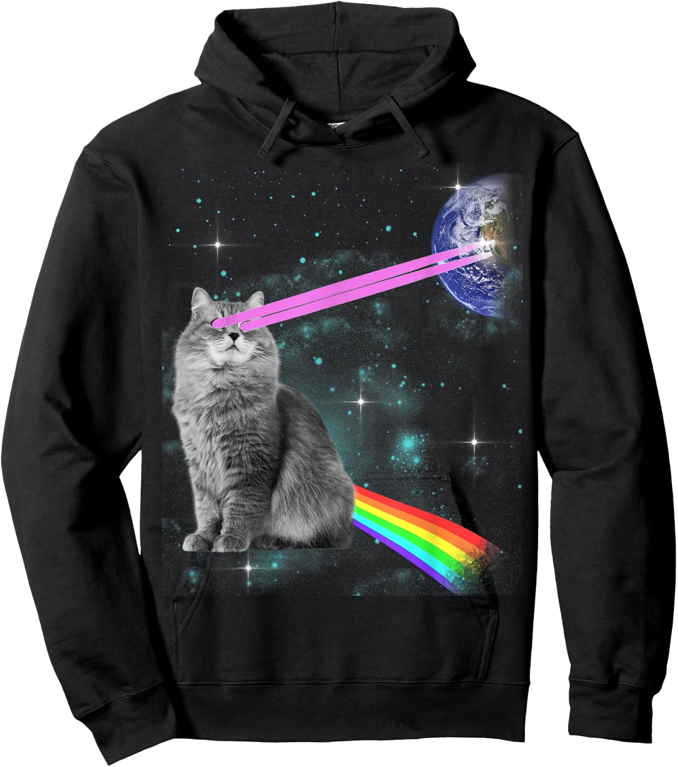 Laser Eyes Space Cat Women Kids Hoodie - Hoodie | Black