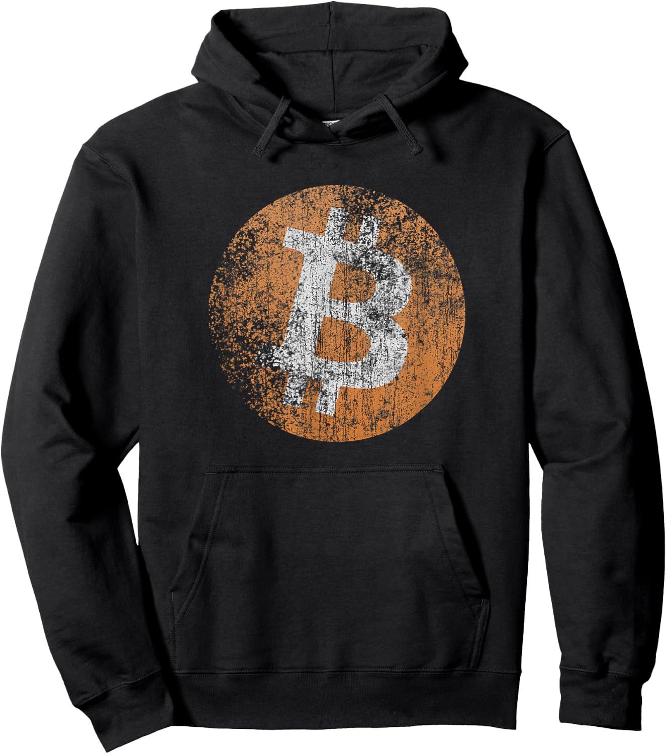 Vintage Distressed Bitcoin Logo Design, Retro Crypto, Money Hoodie - Hoodie | Black