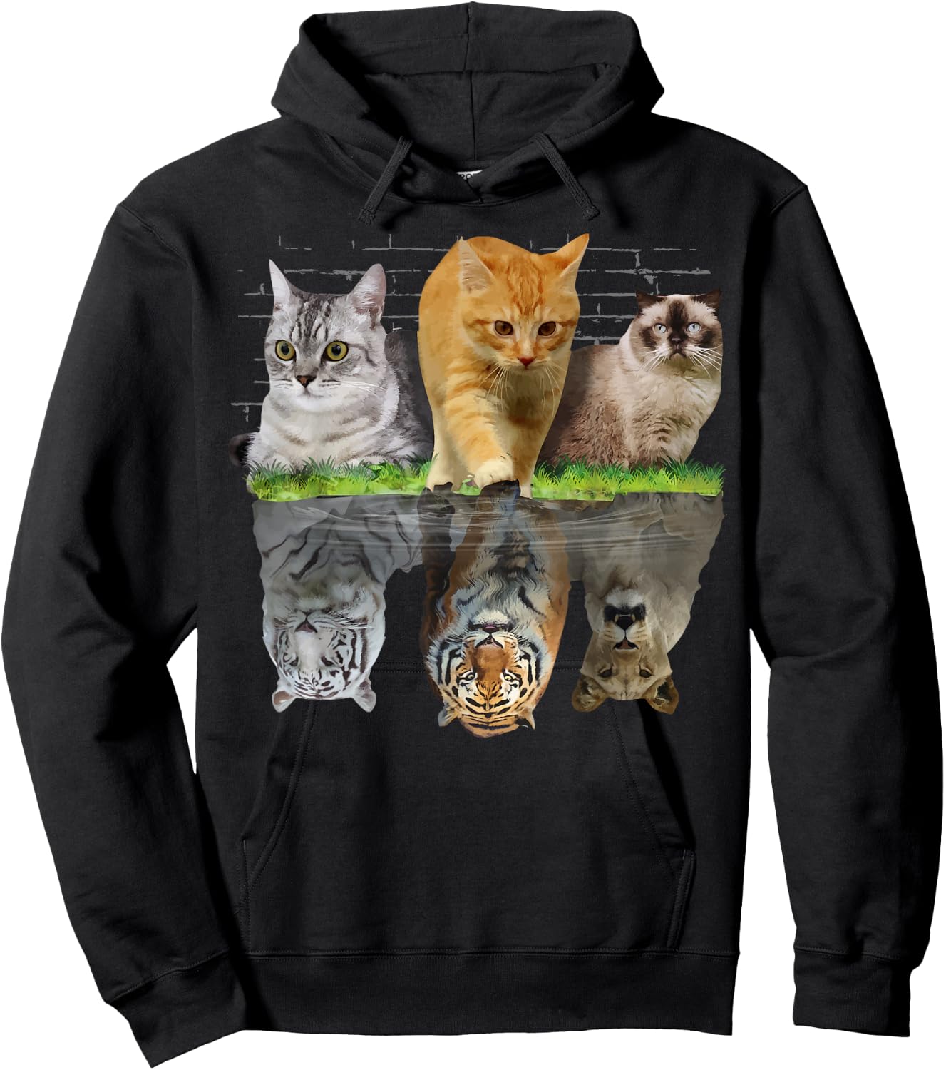 Fun Cat Reflection Gift Design Idea Hoodie - Hoodie | Black
