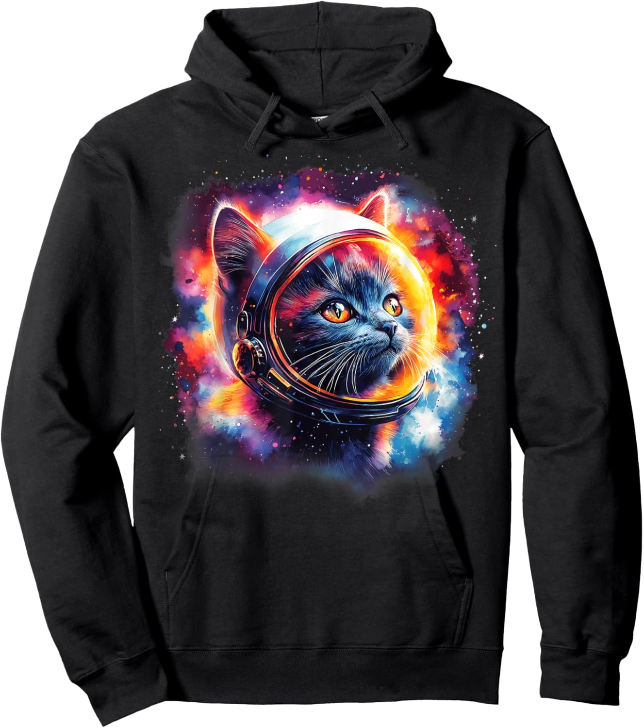 Funny Space Astronaut Cat Galaxy Outer Space Kitten Spaceman Hoodie - Hoodie | Black