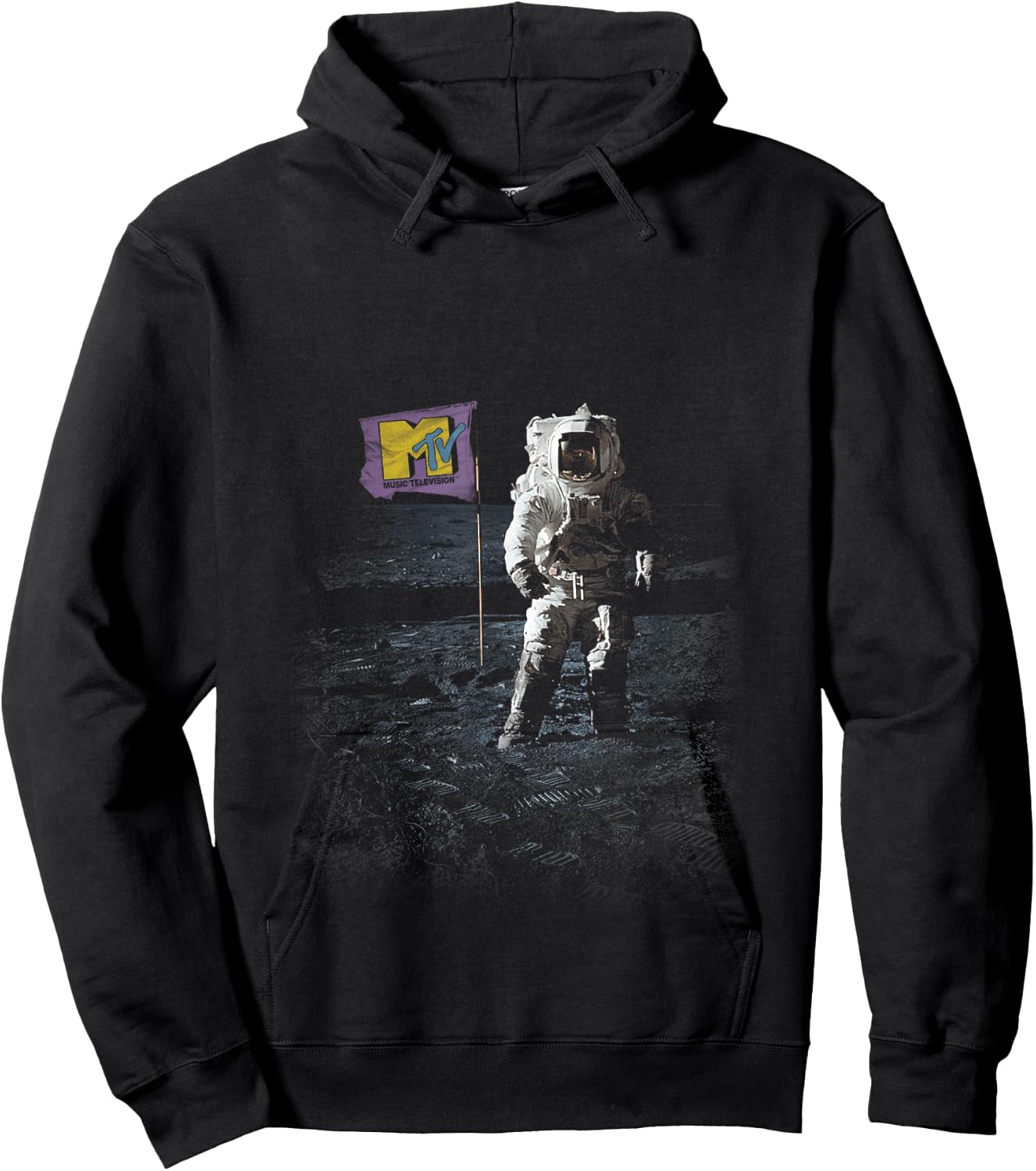 MTV Flag With Man On The Moon Hoodie - Hoodie | Black