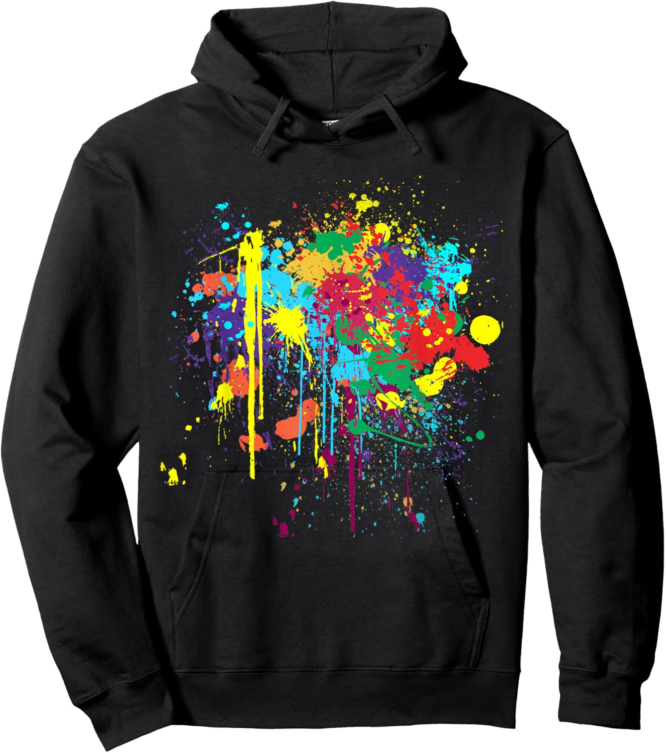 Colourful Messy Paint Splashed Hoodie - Hoodie | Black