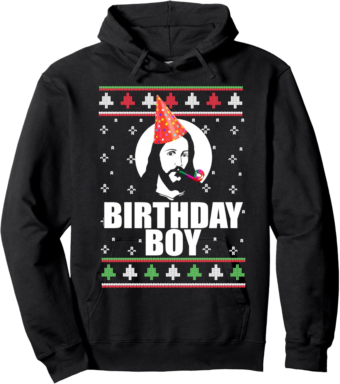 BIRTHDAY BOY! Jesus Christ Funny Ugly Christmas Sweater Meme Hoodie - Hoodie | Black