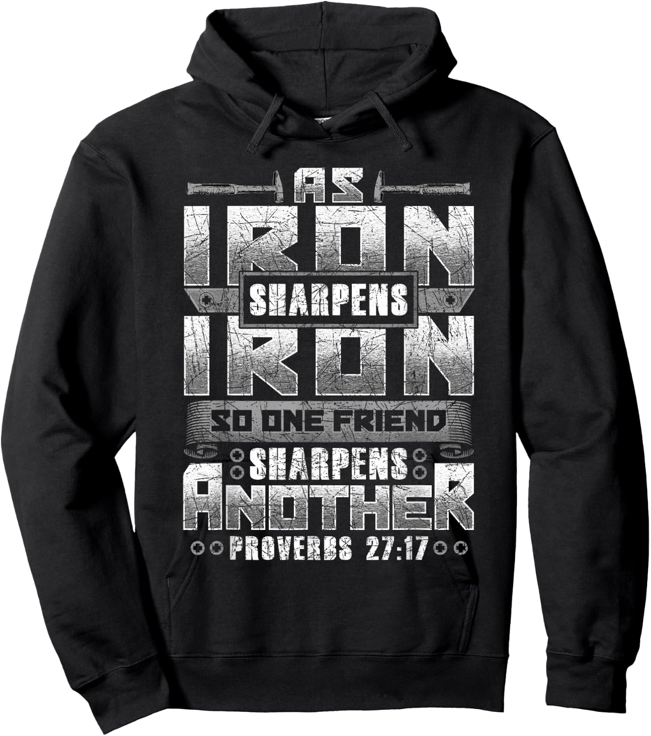 Christian Dad Iron Sharpens Iron Scripture verse bible quote Hoodie - Hoodie | Black