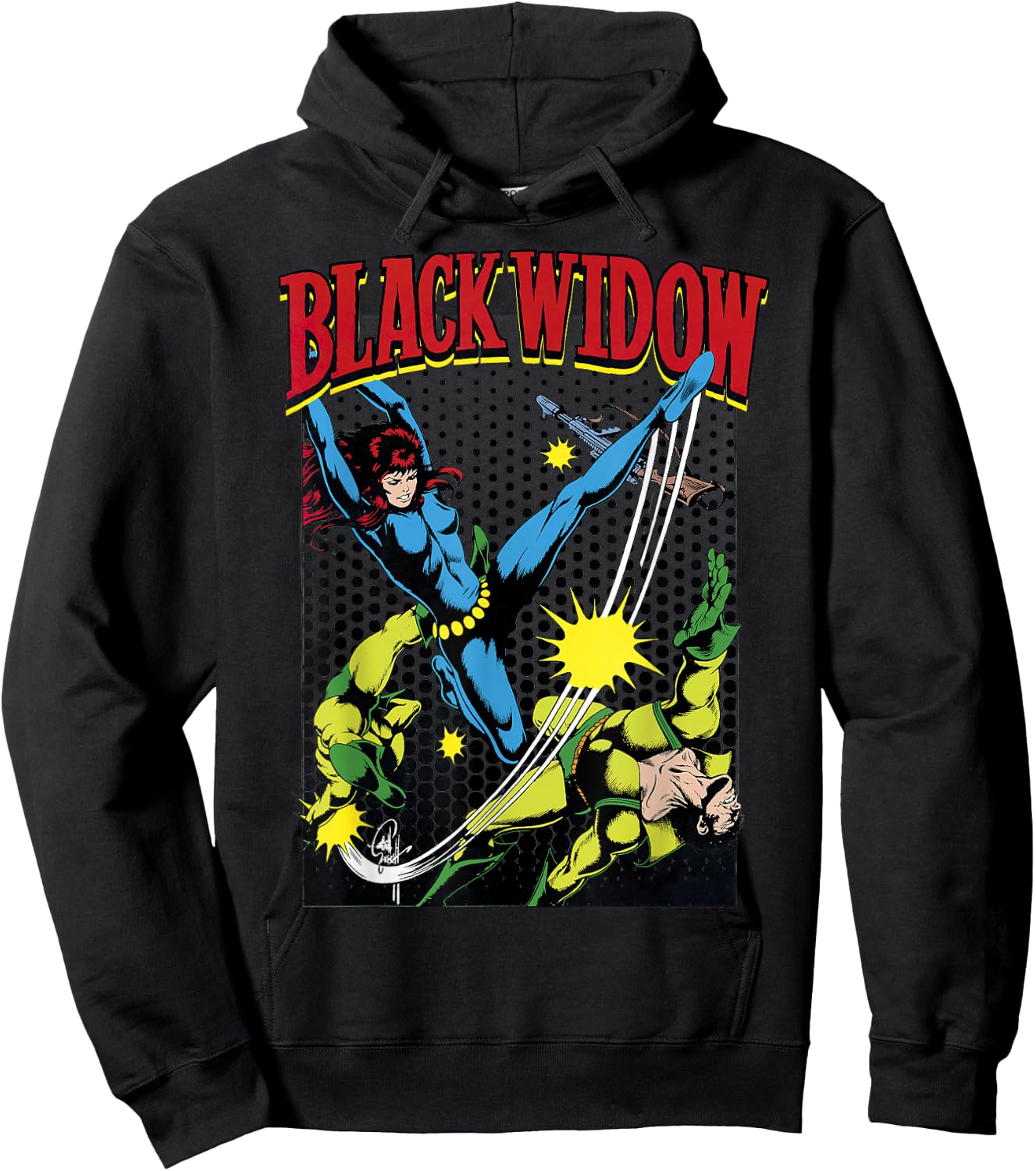 Marvel Black Widow Classic Retro Comic Swing Graphic Hoodie - Hoodie | Black