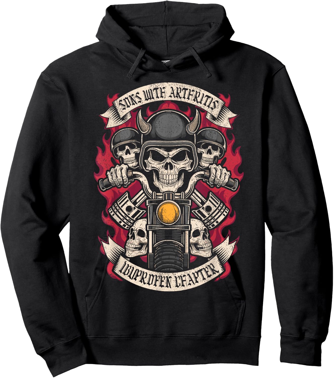 Sons with Arthritis Ibuprofen Chapter Skulls Motorcycle Men Hoodie - Hoodie | Black