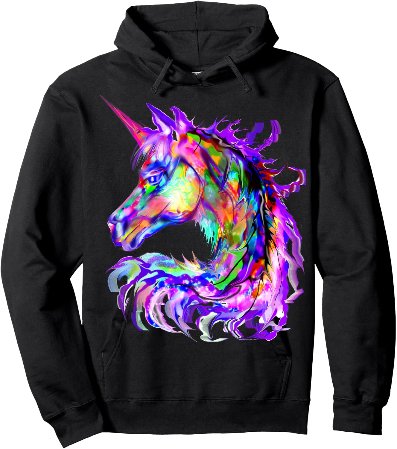 Purple Unicorn Gift Colorful Psychedelic kawaii Trippy alt Hoodie - Hoodie | Black