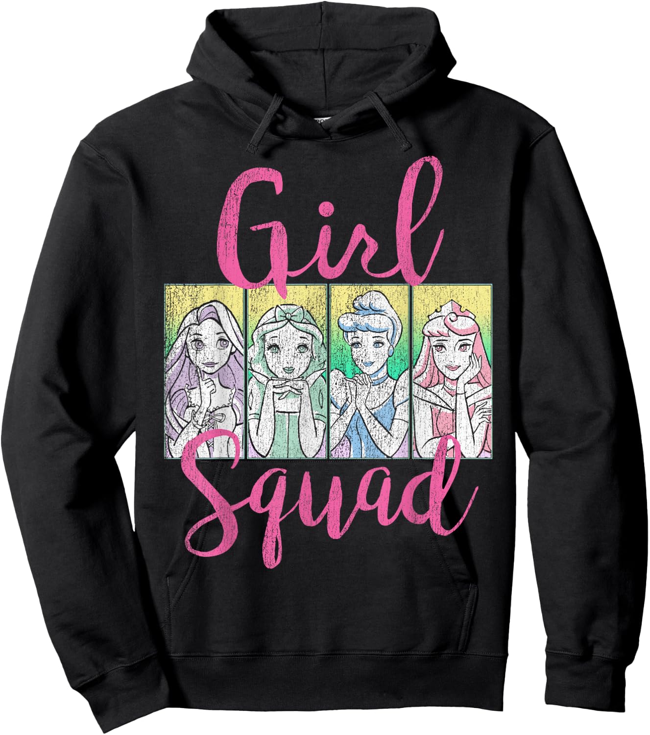 Disney Princess Girls Squad Group Shot Retro Graphic Hoodie - Hoodie | Black