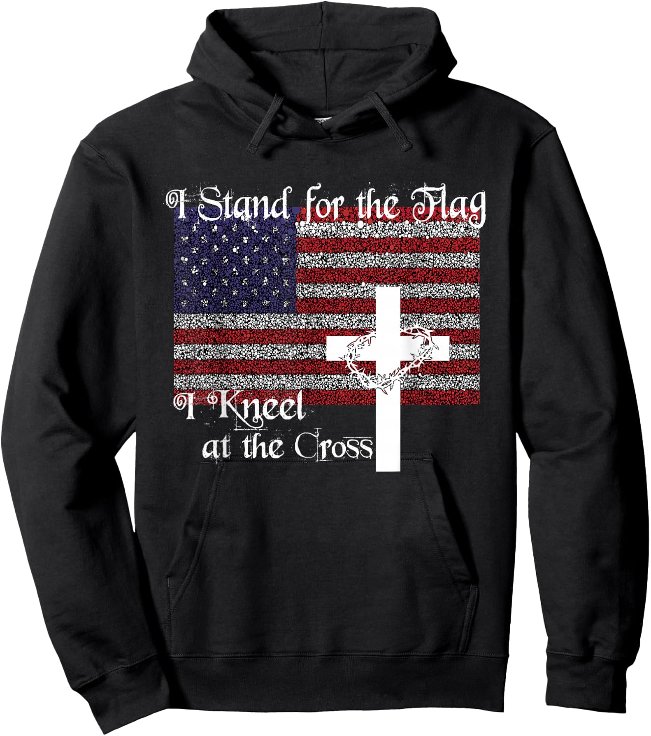 Stand for the Flag, I Kneel at the Cross Patriotic Christian Hoodie - Hoodie | Black