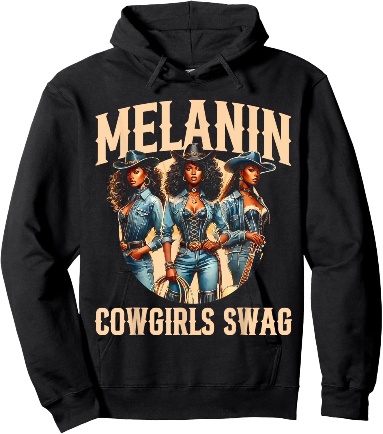 Cowgirl African Melanin Cow Girl Outfit Hoodie - Hoodie | Black