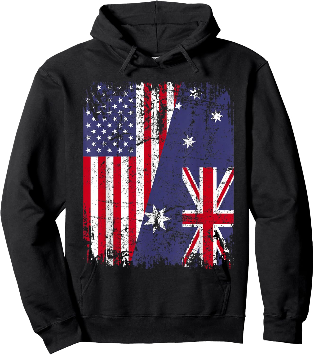 Australian Roots | Half American Flag Australia Hoodie - Hoodie | Black