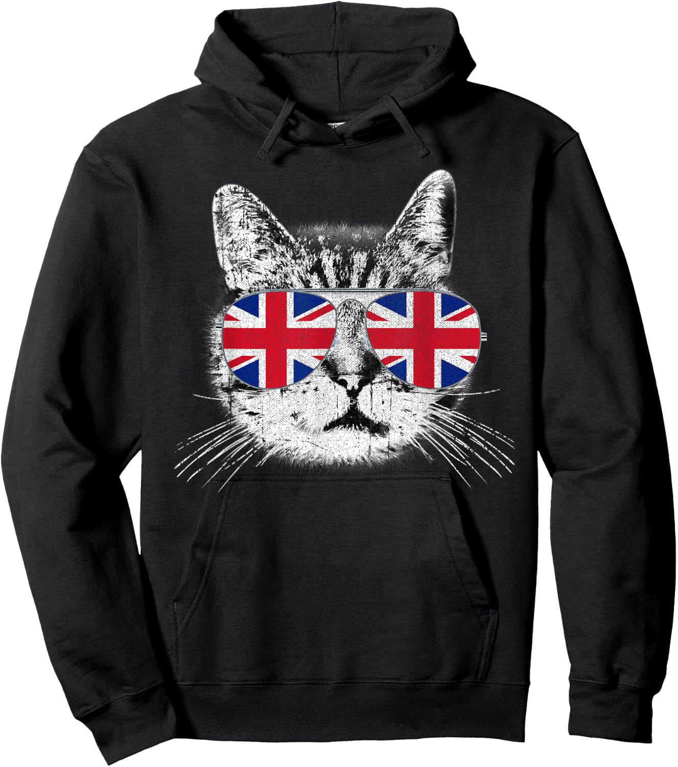 UK Union Jack Flag English England Cat Lover Pride British Men Women Kids Hoodie - Hoodie | Black