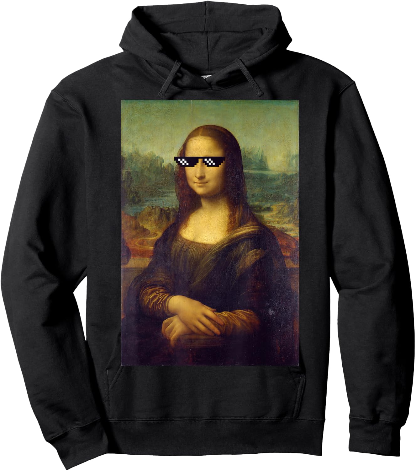 Funny Mona Lisa Meme Sunglasses T Shirt Hoodie - Hoodie | Black