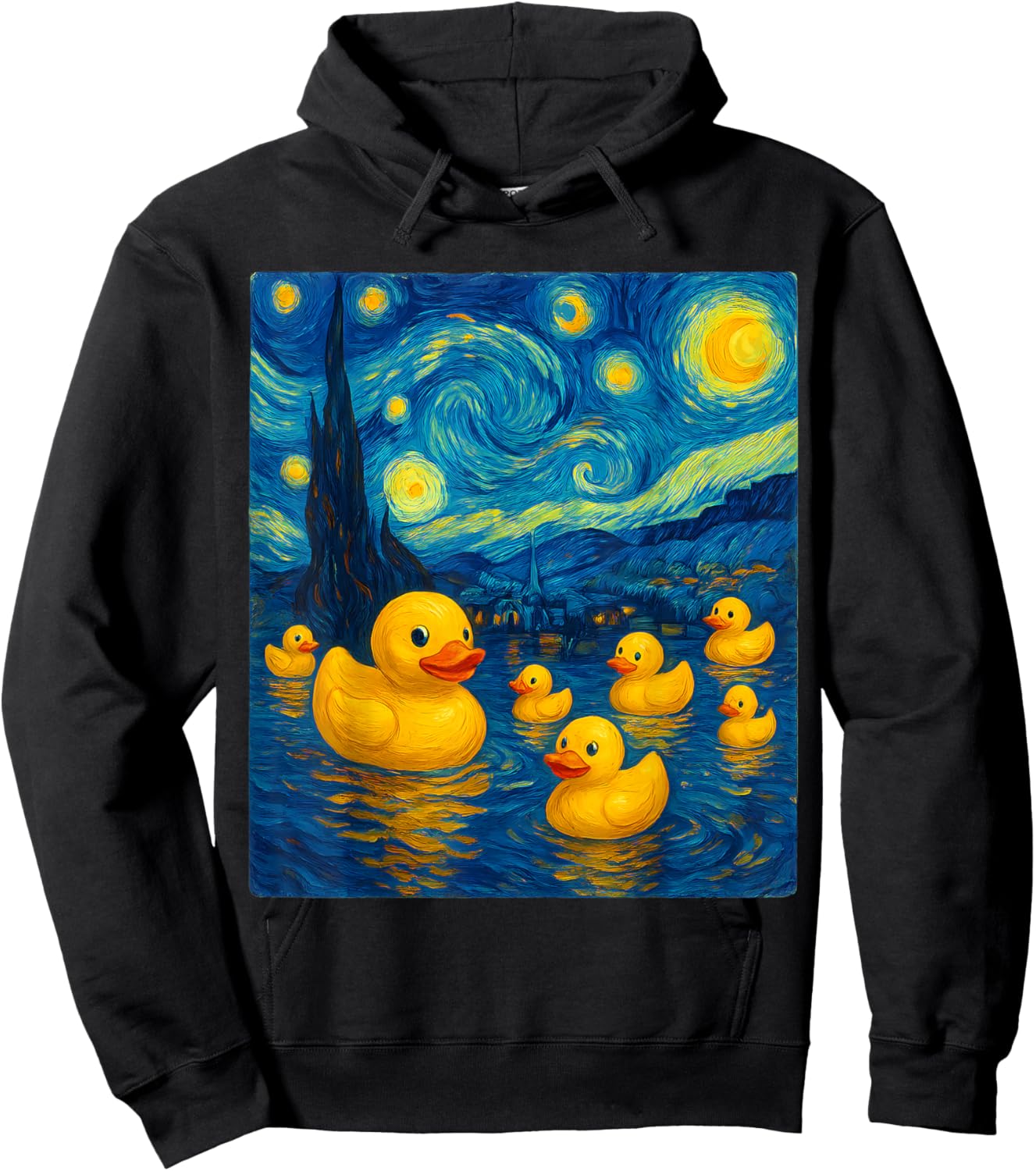 Starry Night Rubber Duckies – Funny Van Gogh Style Art Hoodie - Hoodie | Black