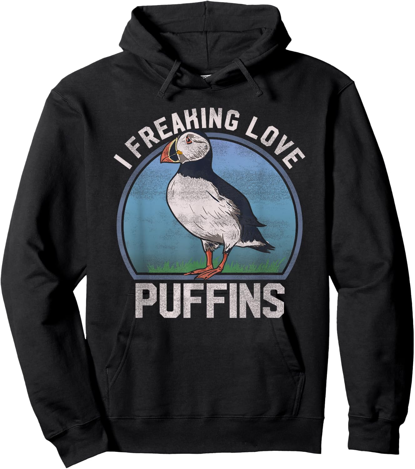 "I Freaking Love Puffins" Funny Seabird Puffin T Shirt Hoodie - Hoodie | Black