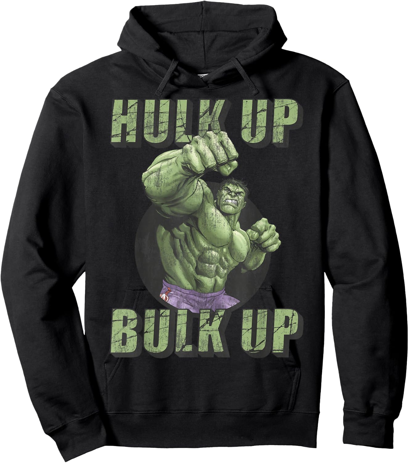 Marvel The Incredible Hulk Tough Hulk Up Bulk Up Badge Hoodie - Hoodie | Black