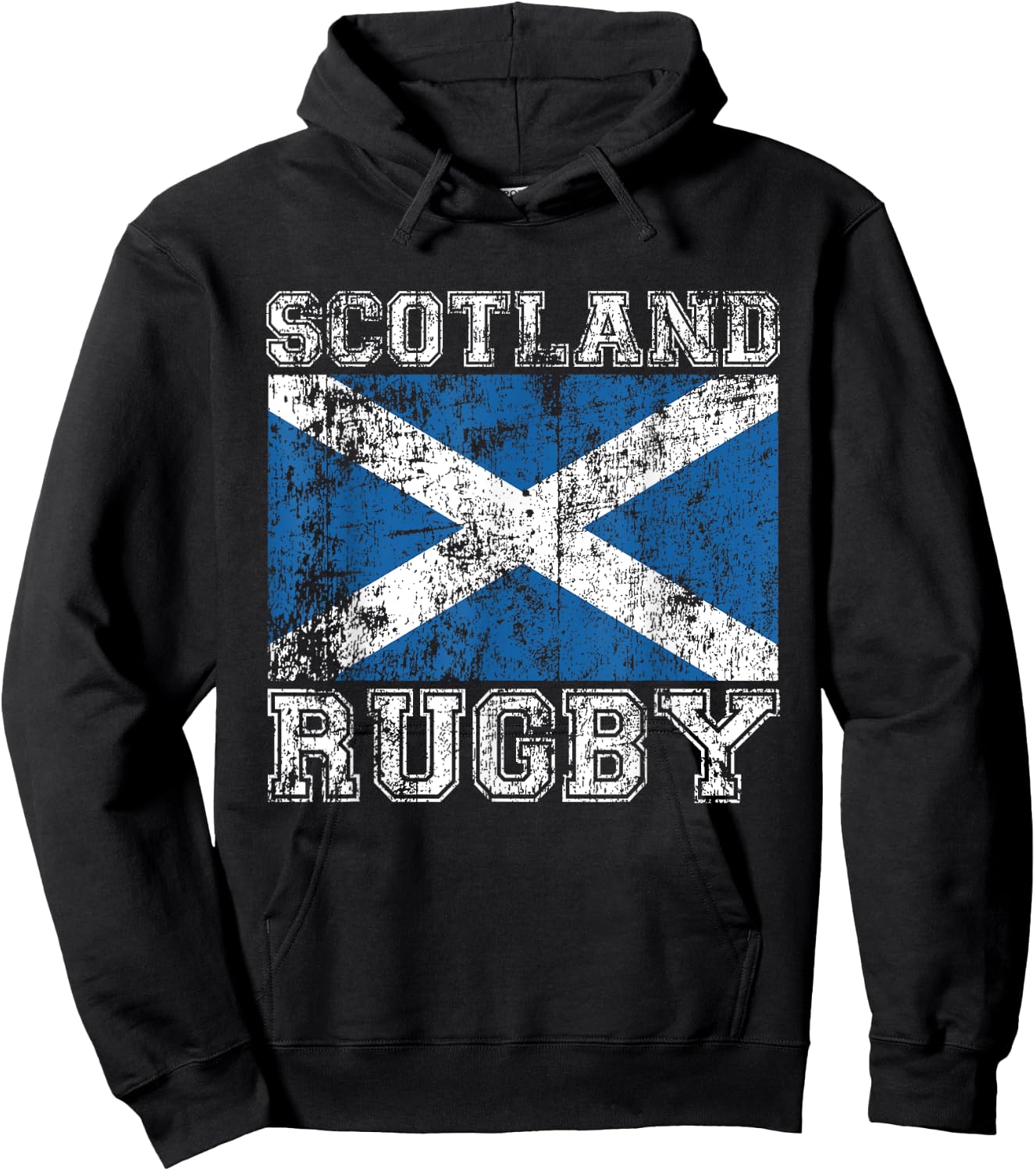 Scotland Rugby - Vintage Style Saltire Scottish Flag Hoodie - Hoodie | Black