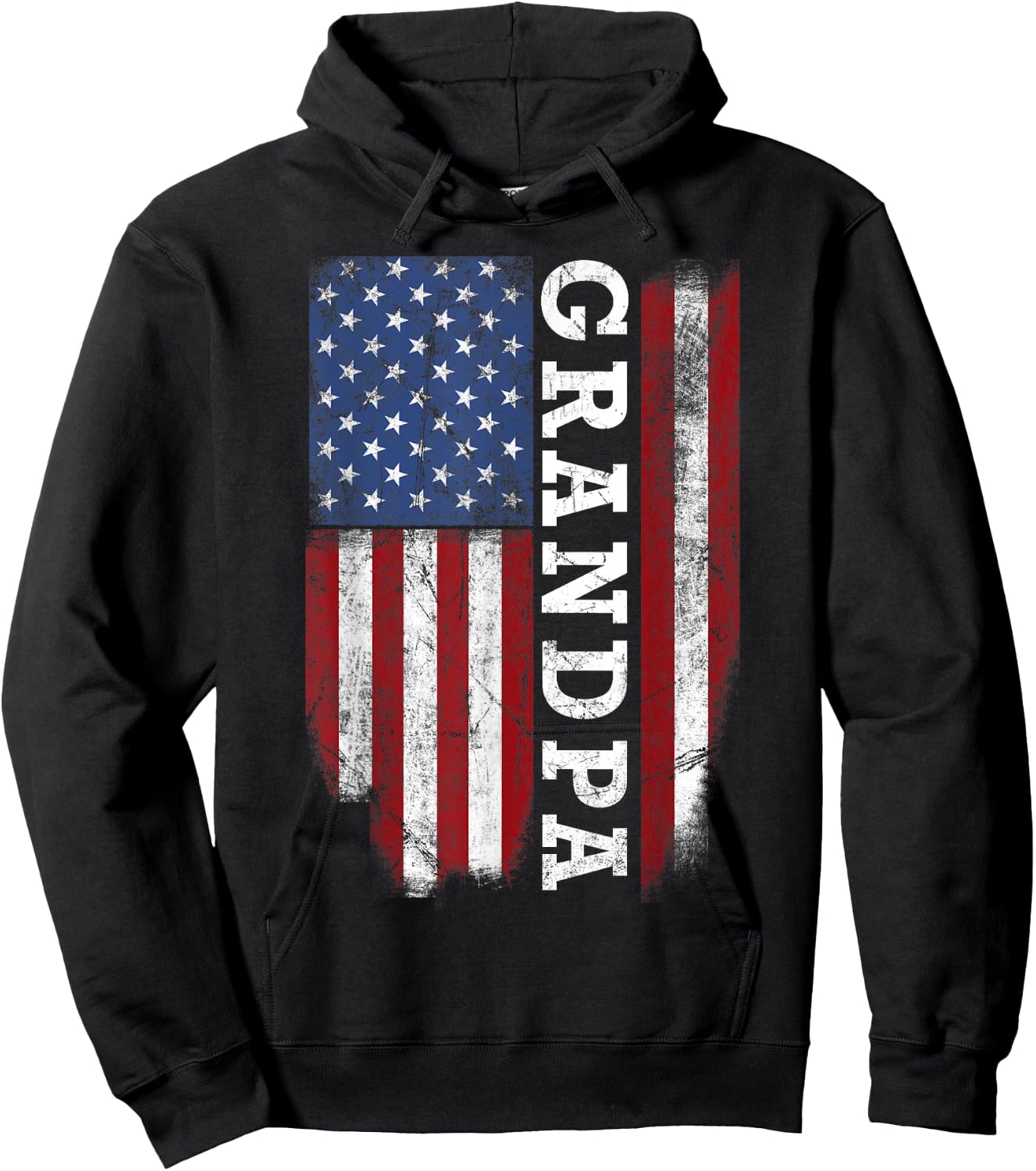 Grandpa Flag Shirt - USA American Flag for Proud Grandfather Men Hoodie - Hoodie | Black