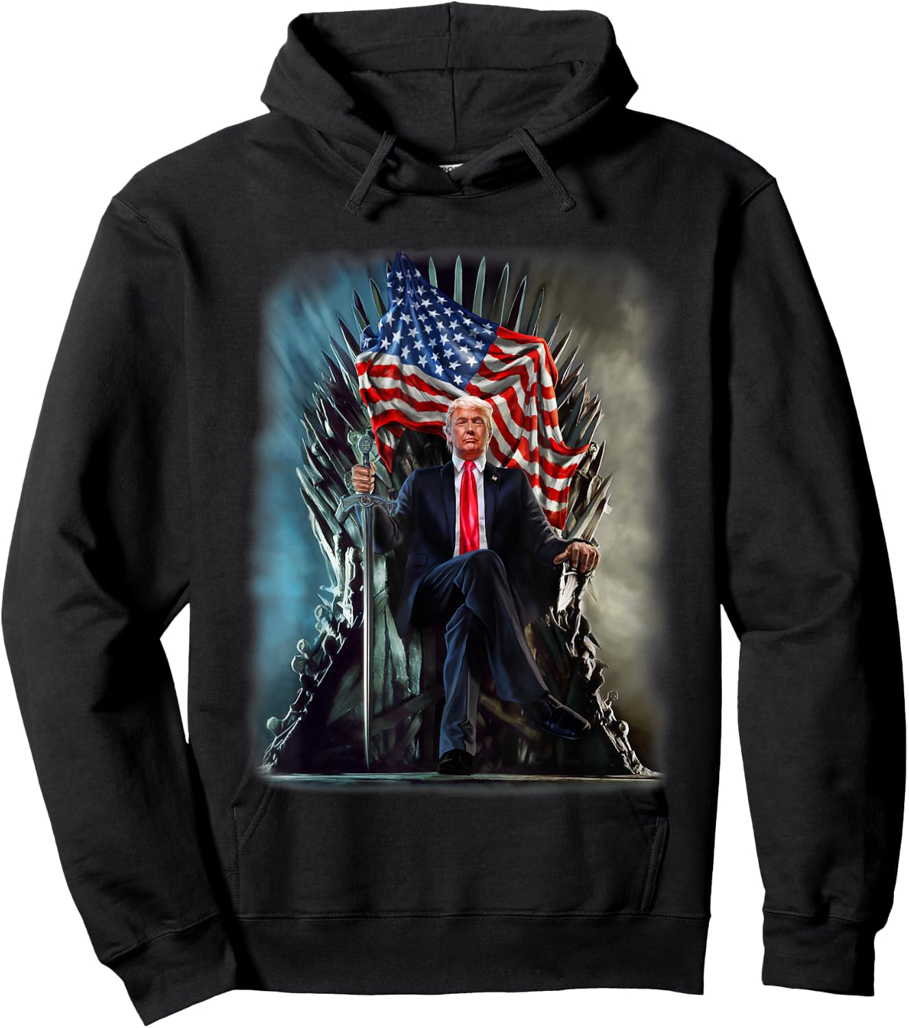 President Donald Trump on United States Throne Hoodie - Hoodie | Black