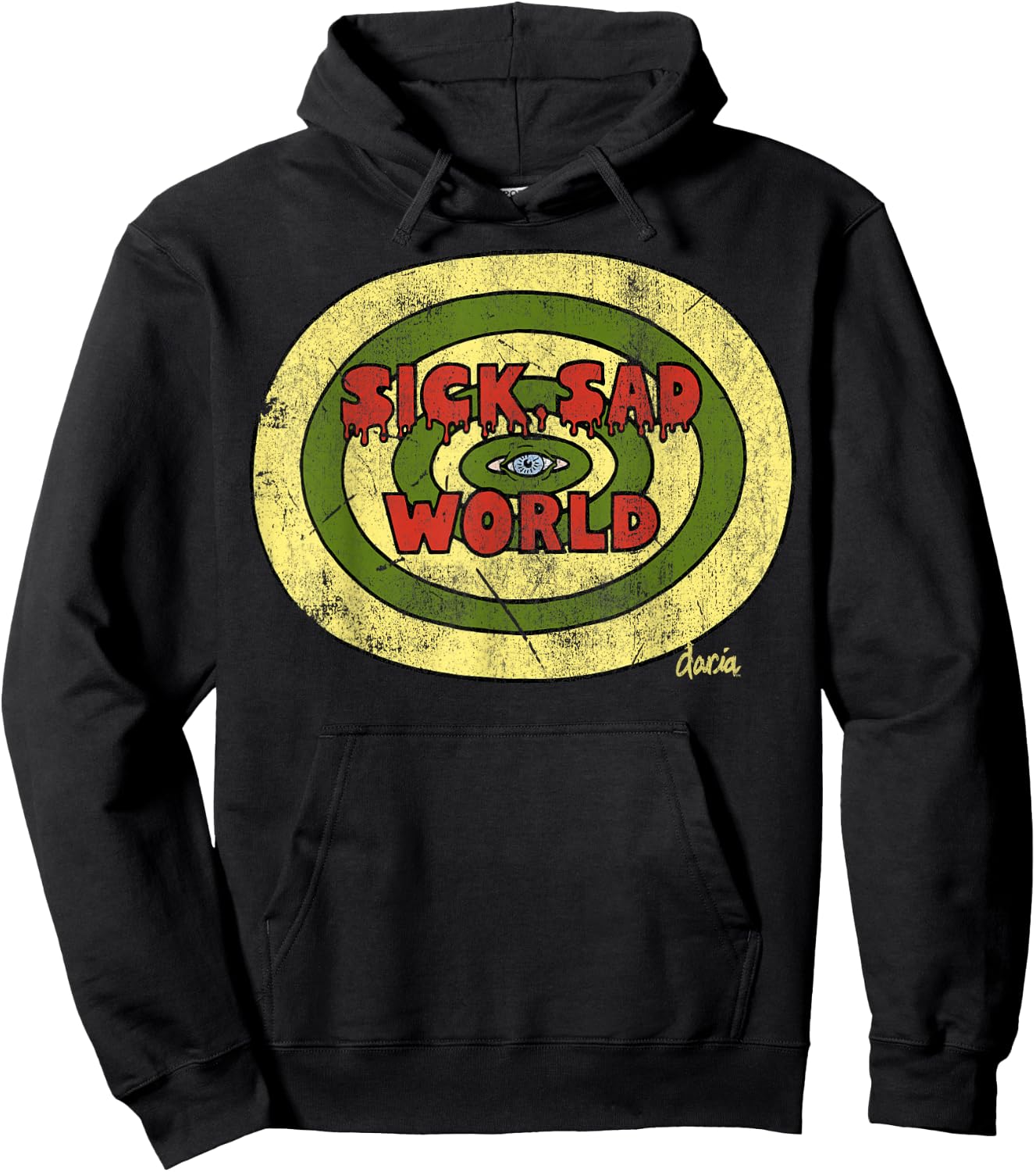 Daria Sick Sad World Drippy Text Eye Logo Hoodie - Hoodie | Black
