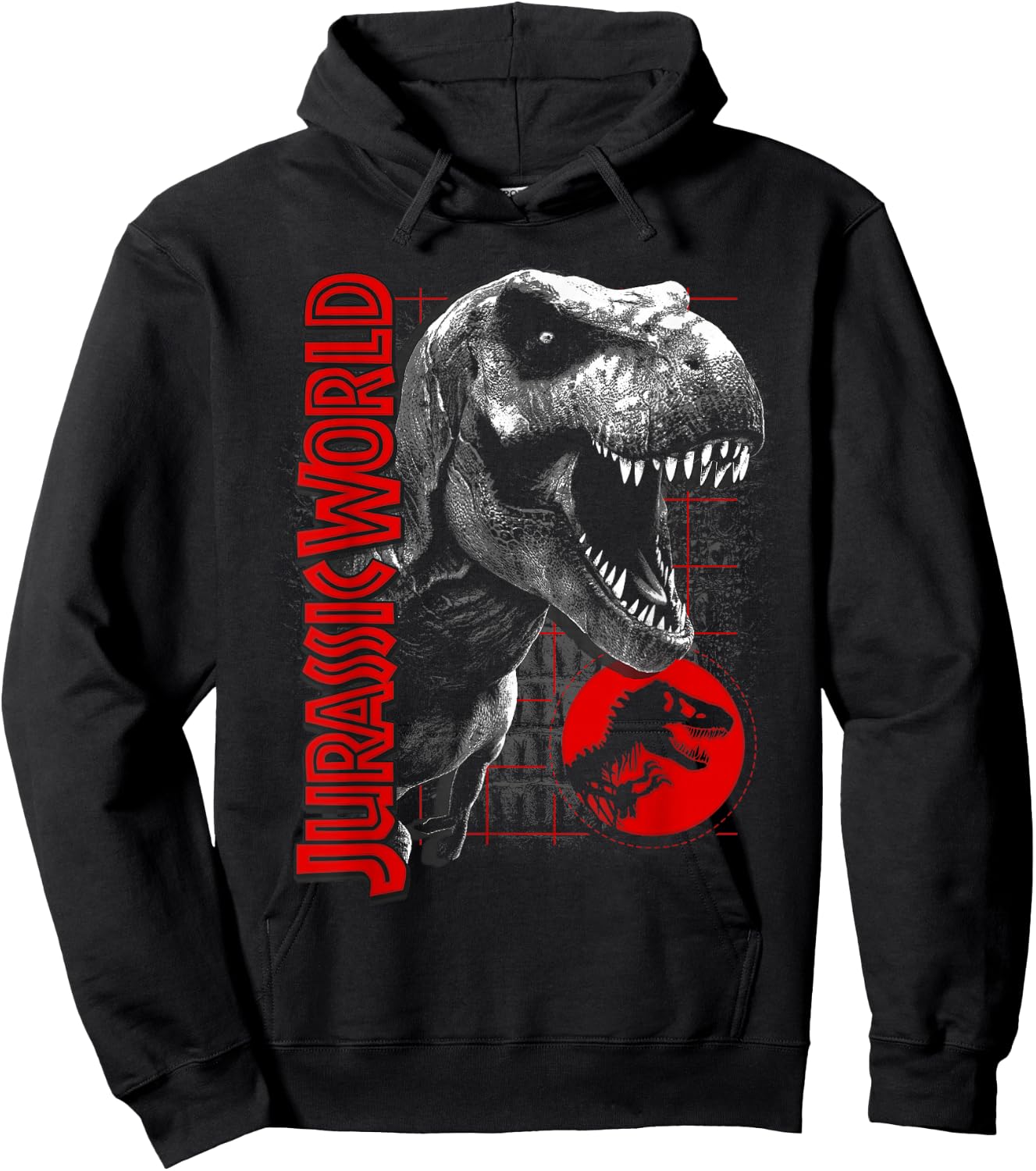 Jurassic World T-Rex Grid Background Logo Graphic Hoodie - Hoodie | Black