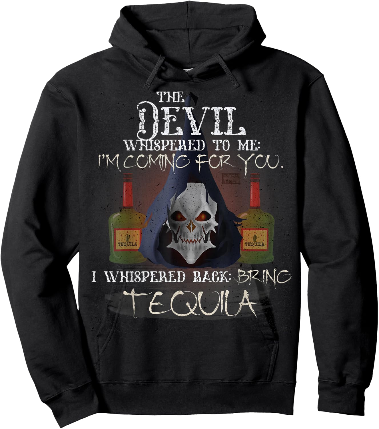 Cool Grunge Tequila Devil Whispered Bring Alcohol Hoodie - Hoodie | Black