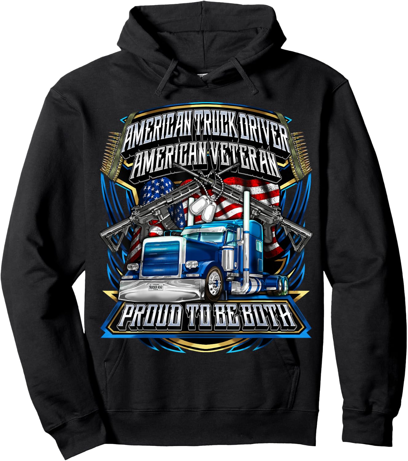 Truck Driver Veteran Trucker Hoodie - Hoodie | Black