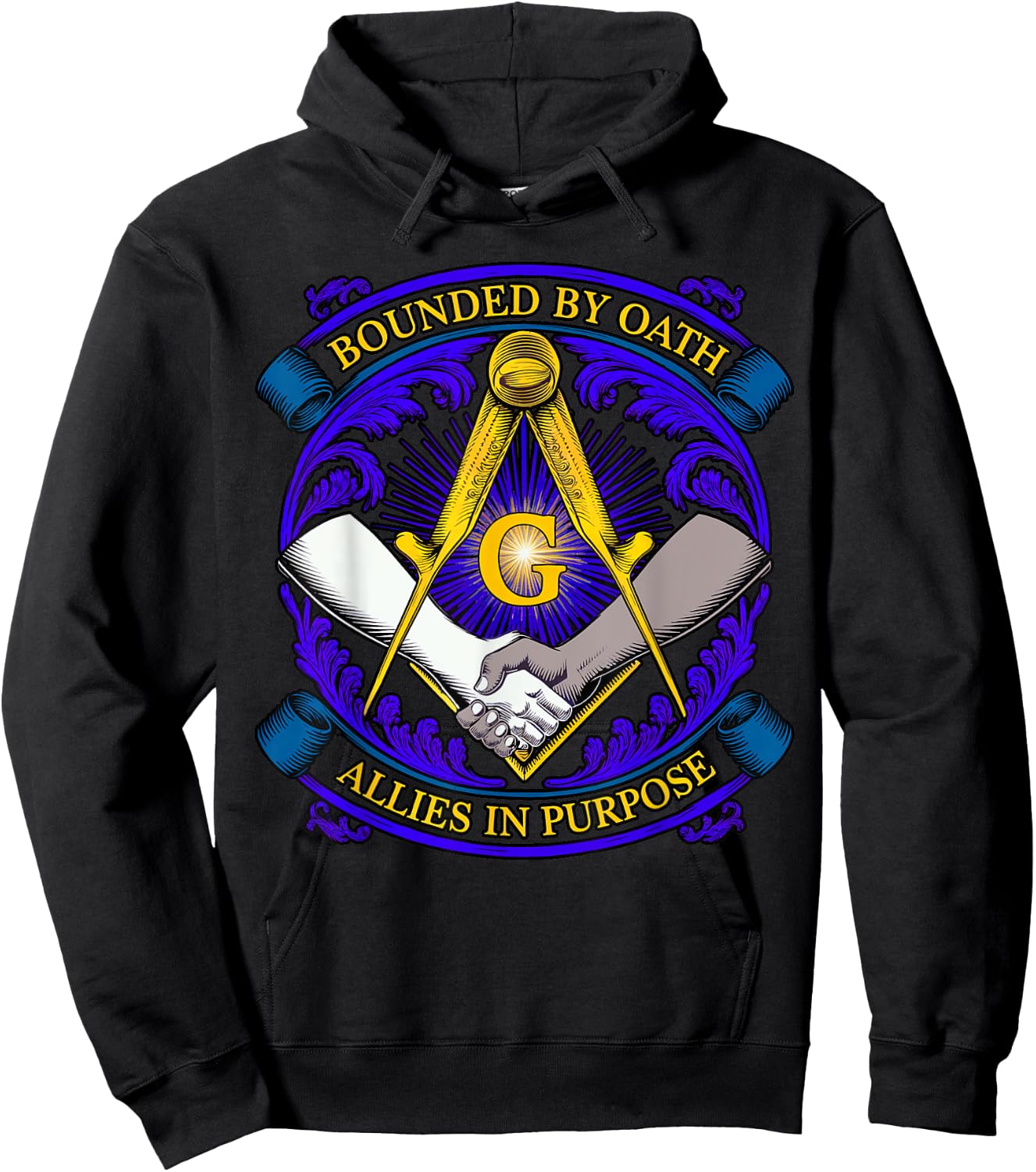 Masonic symbol with "Allies in Purpose" oath, freemason S&C Hoodie - Hoodie | Black