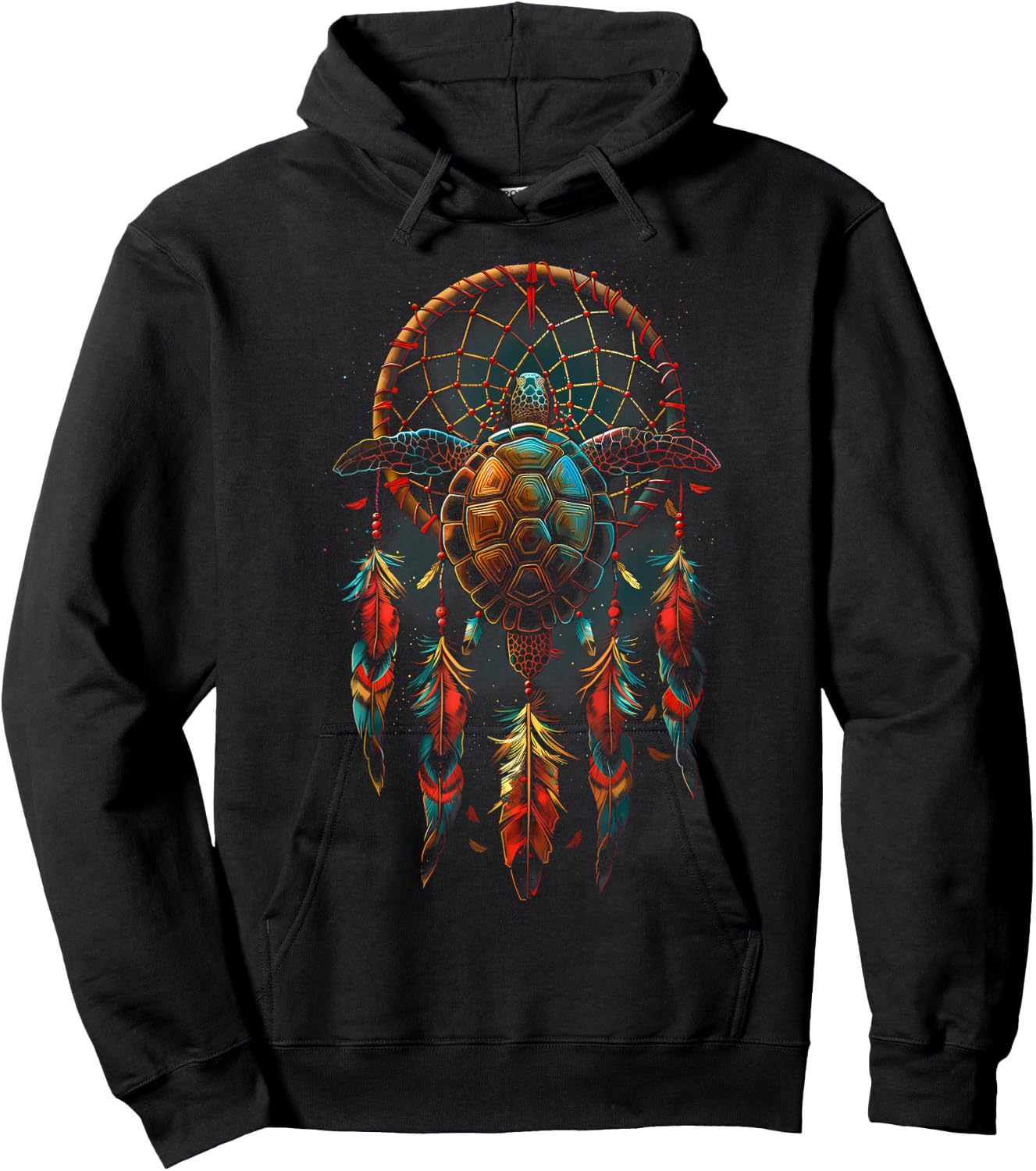 Turtle Dreamcatcher Native American Indian Feathers Arts Hoodie - Hoodie | Black