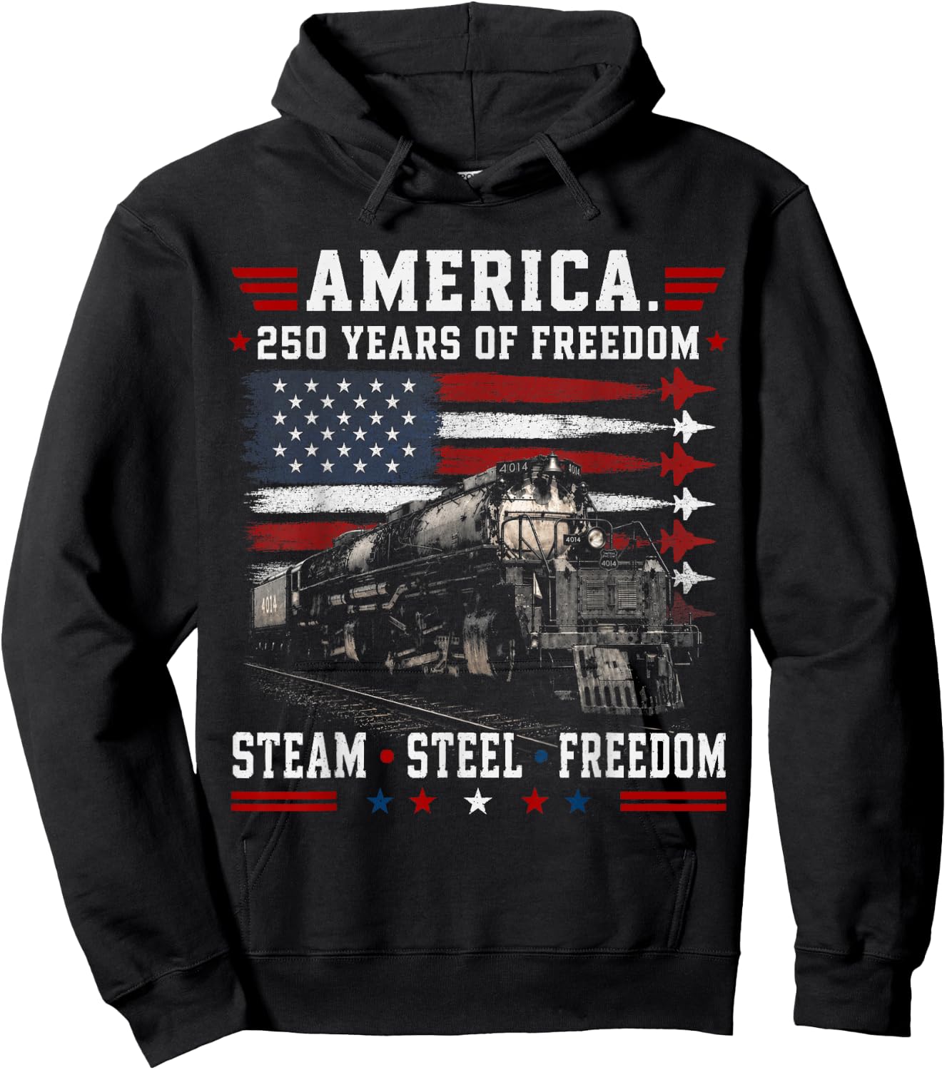 Big Boy 4014 250 Years of Freedom Steam Locomotive Train Hoodie - Hoodie | Black