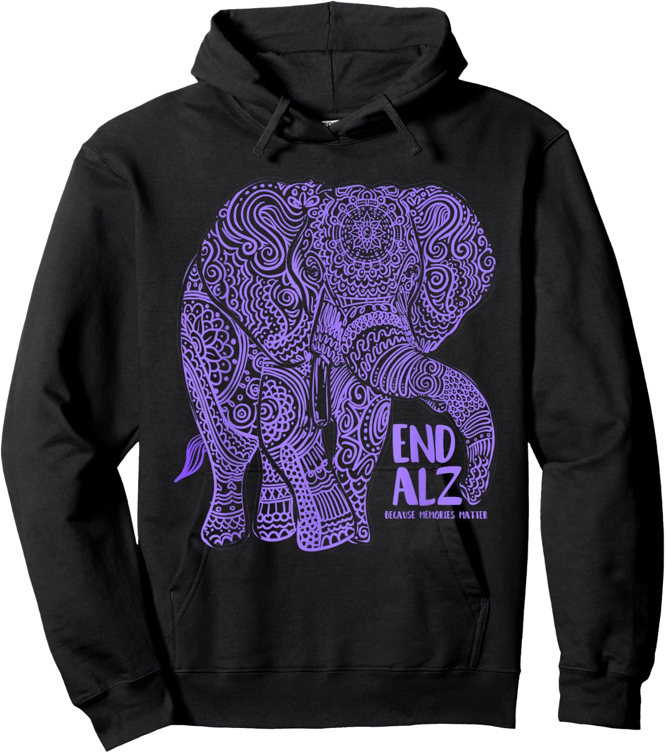 Purple Elephant Alzheimer Awareness Apparel & Gifts, END ALZ Small Hoodie - Hoodie | Black